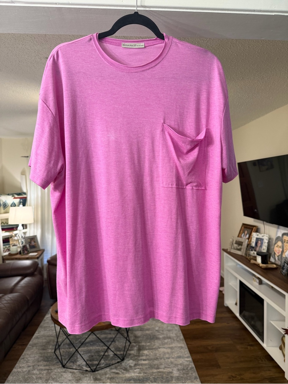 Zenana Outfitters Hot Pink Short Sleeve Pocket Tee